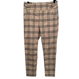 Est. 1946 Tan/Black Plaid Mid-rise Straight Leg Comfy Pull On Pants Lightweight
